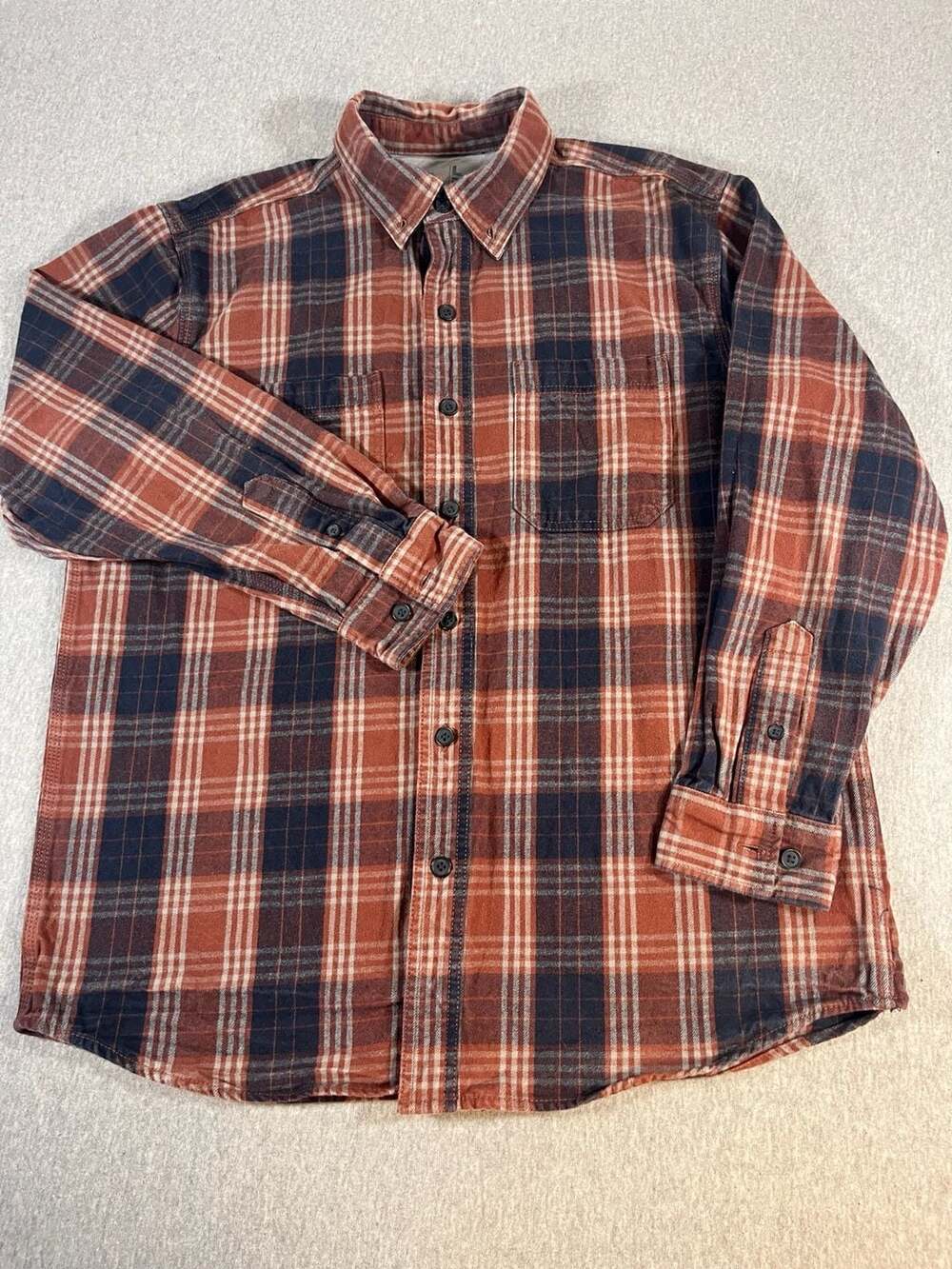 Ridgecut Toughwear Men's Long Sleeve Button Up Plaid Flannel Shirt Size L